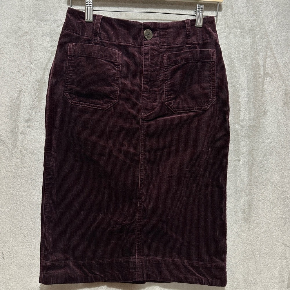 Maeve by Anthropologie Corduroy Pencil Skirt Burgundy XS Pockets Stretch Midi